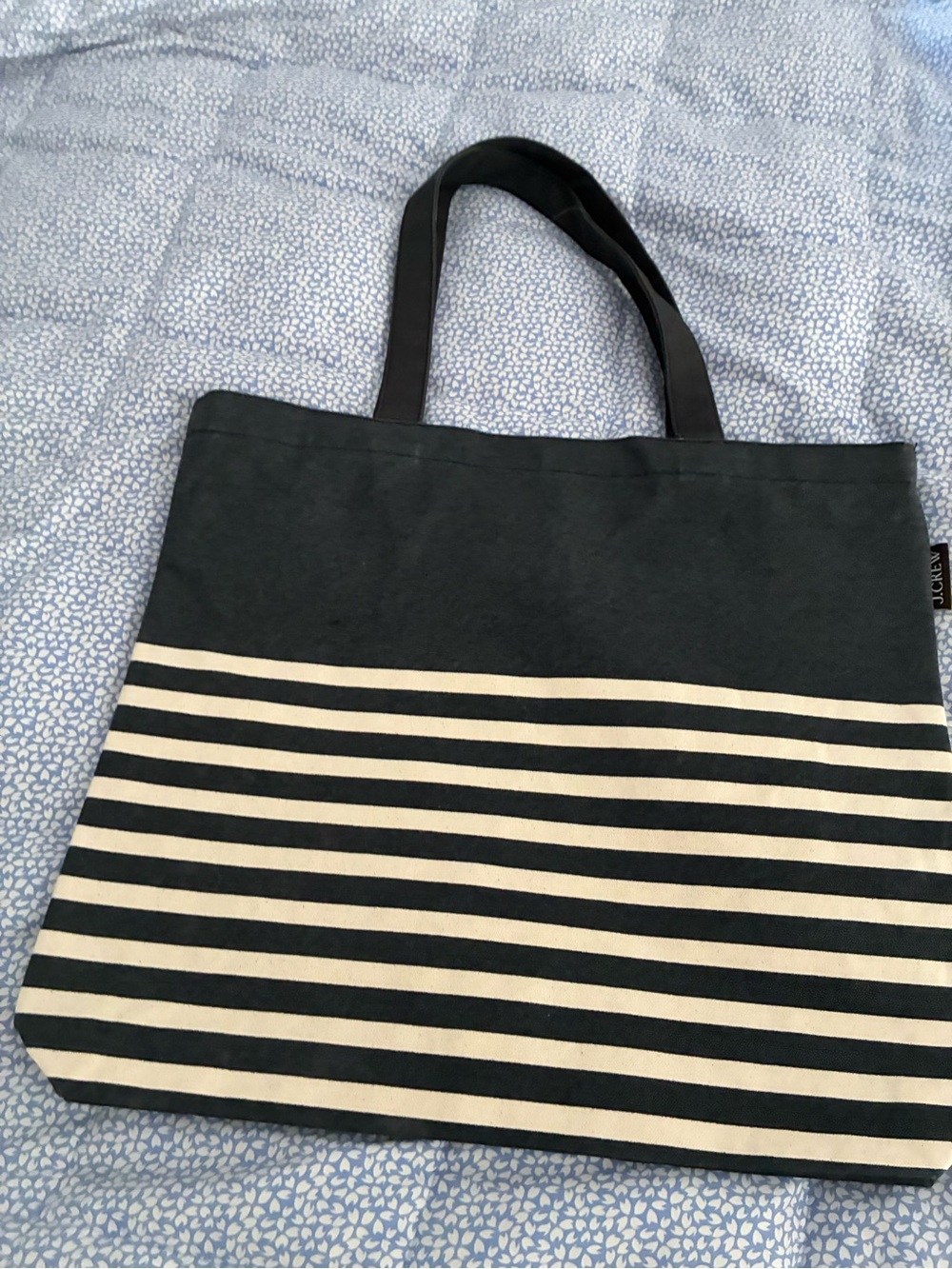 NWT J.Crew Striped Canvas Tote Bag in Navy and Cream
